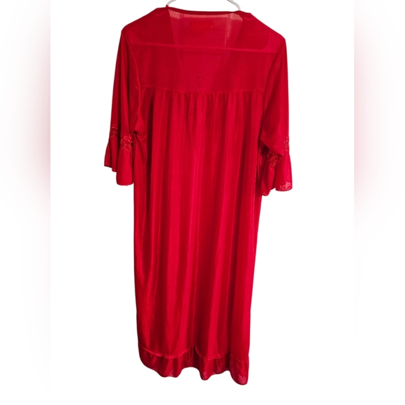Wanlida Womens Red Sheer Lace Robe XXL Vintage Lingerie Romantic Boudoir 80s - Picture 3 of 8